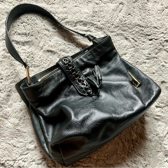 Vintage Vince Camuto genuine leather black purse with gold buckle and trim - Picture 6 of 6